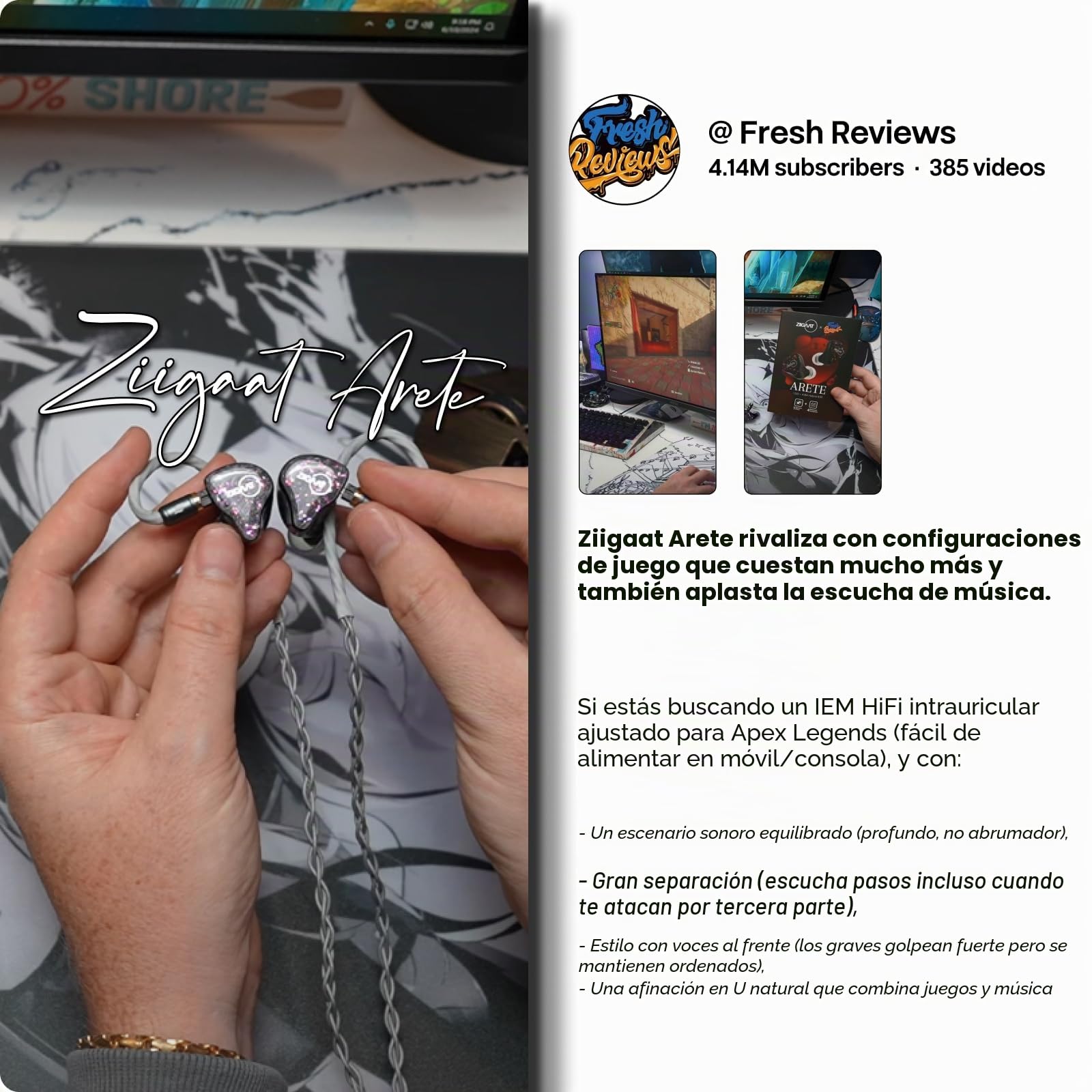 ZiiGaat X Fresh Reviews Arete Monitor Intrauditivo, 1Dd+4Ba Auricular Híbrido IEM, Auriculares Con Cable Para Juegos, Para Monitor De Estudio, Con Cable IEM Desmontable Para Músicos Audiófilos
