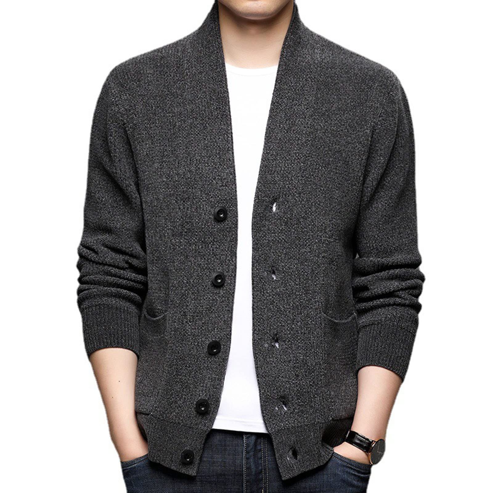 Giacca da Cardigan a Maglia a Maglia a Maglia a Maglia Singola Maschile a Maglia a Maglia da Uomo in età Centrale