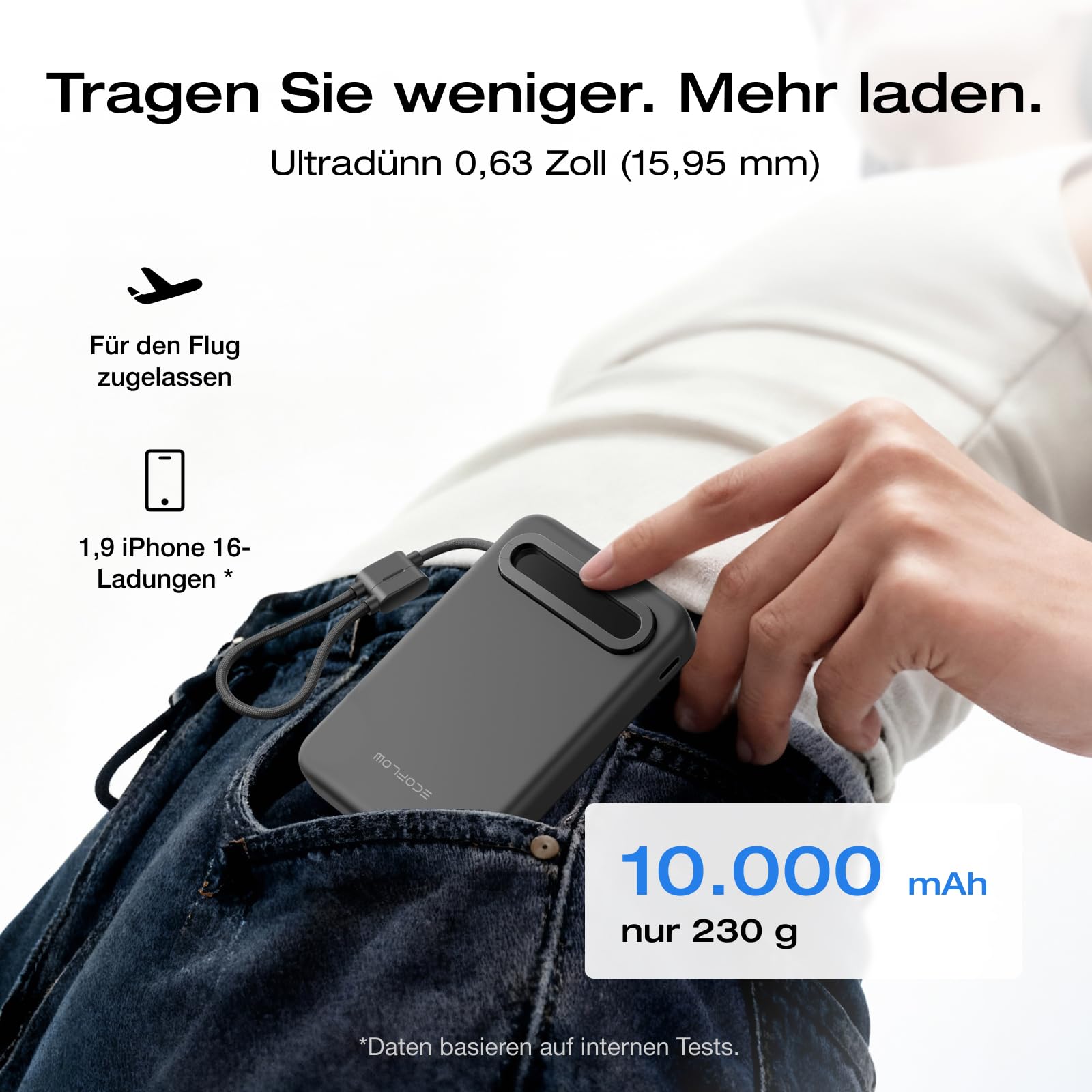 EcoFlow Qi2.2 Magsafe Powerbank 10000mAh 25W mit USB C 36W Kabel, Qi2.2-Zertifiziert Magnetische Power Bank Kabelloses Wireless Tragbares Ladegerät für iPhone 17/16/15 Pro Max, Schwarz