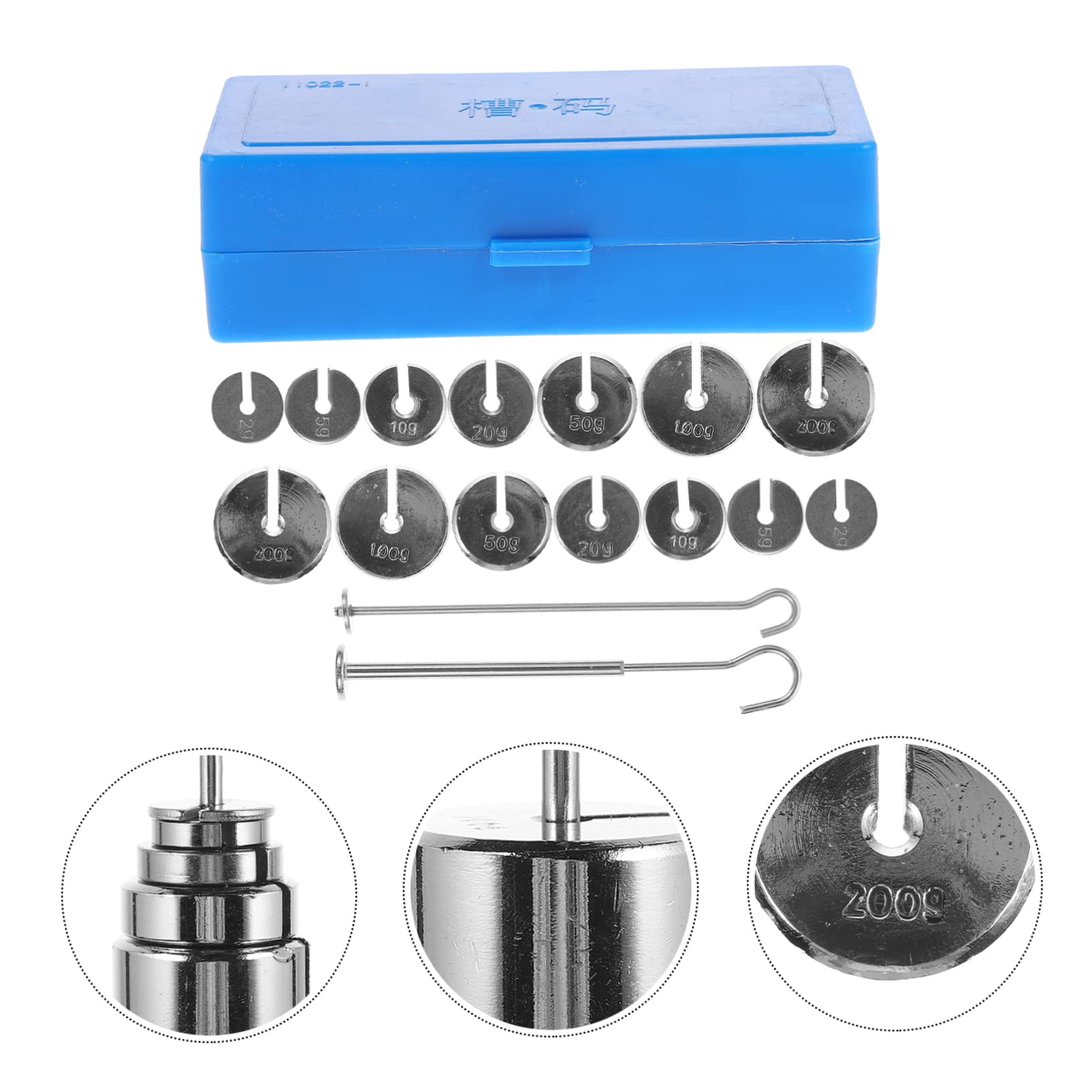 TOPBATHY 6 Ensembles Poids à De Laboratoire Avec Support Poids Fendus Grammes Poids Fendu Avec Cintres Poids à Fentes De Laboratoire Étalonnage Fendue Avec Suspension Acier
