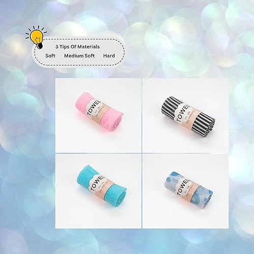 Miniatura 3 de AOMGA Exfoliante corporal paquete de 4  Exfoliante japonés para la espalda de la ducha  Paño exfoliante suave, medio suave y duro para una piel de