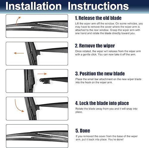 Miniatura 7 de X AUTOHAUX Limpiaparabrisas trasero de 7.874 in 8 pulgadas para Lexus CT200h 2011-2017 para Scion XD 2008-2014 para Toyota Prius C 2012-2019