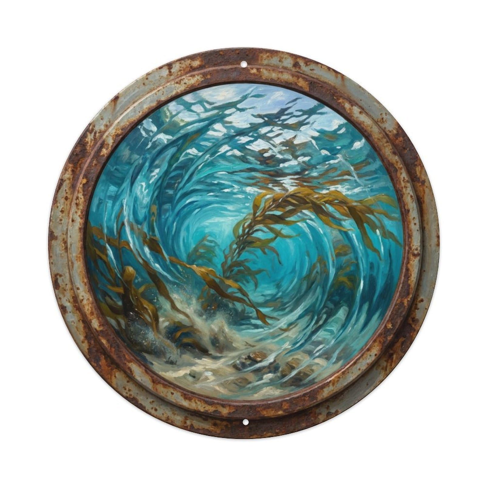 Vintage Porthole Surge Motion Ship Window Undersea Deep Sea Metal Tin Sign
