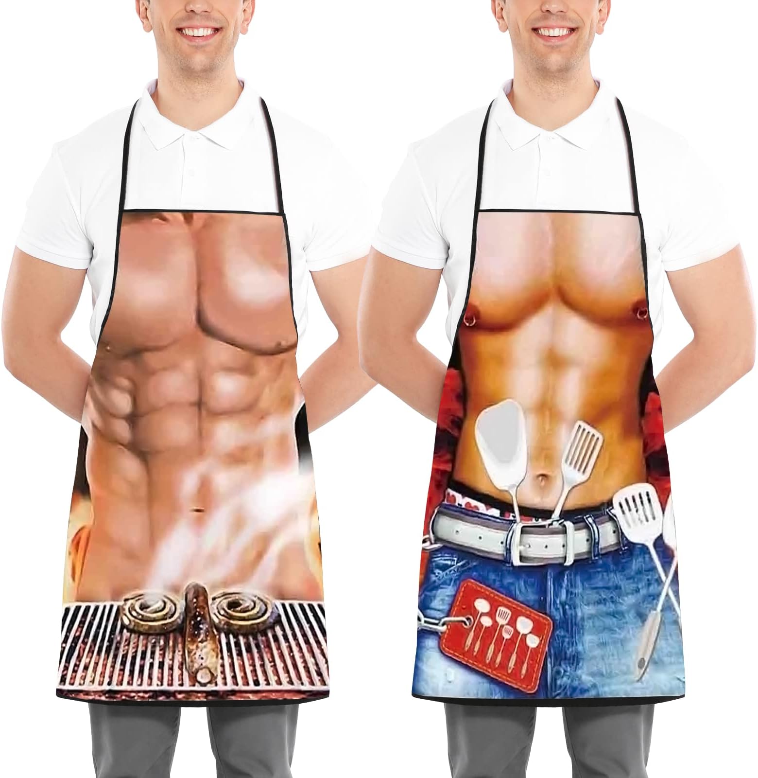 Funny Aprons for Men, Women, BBQ Kitchen Chef Cooking Aprons Christmas Birthday Gift for Husband, Wife, Dad, Mom and Friends