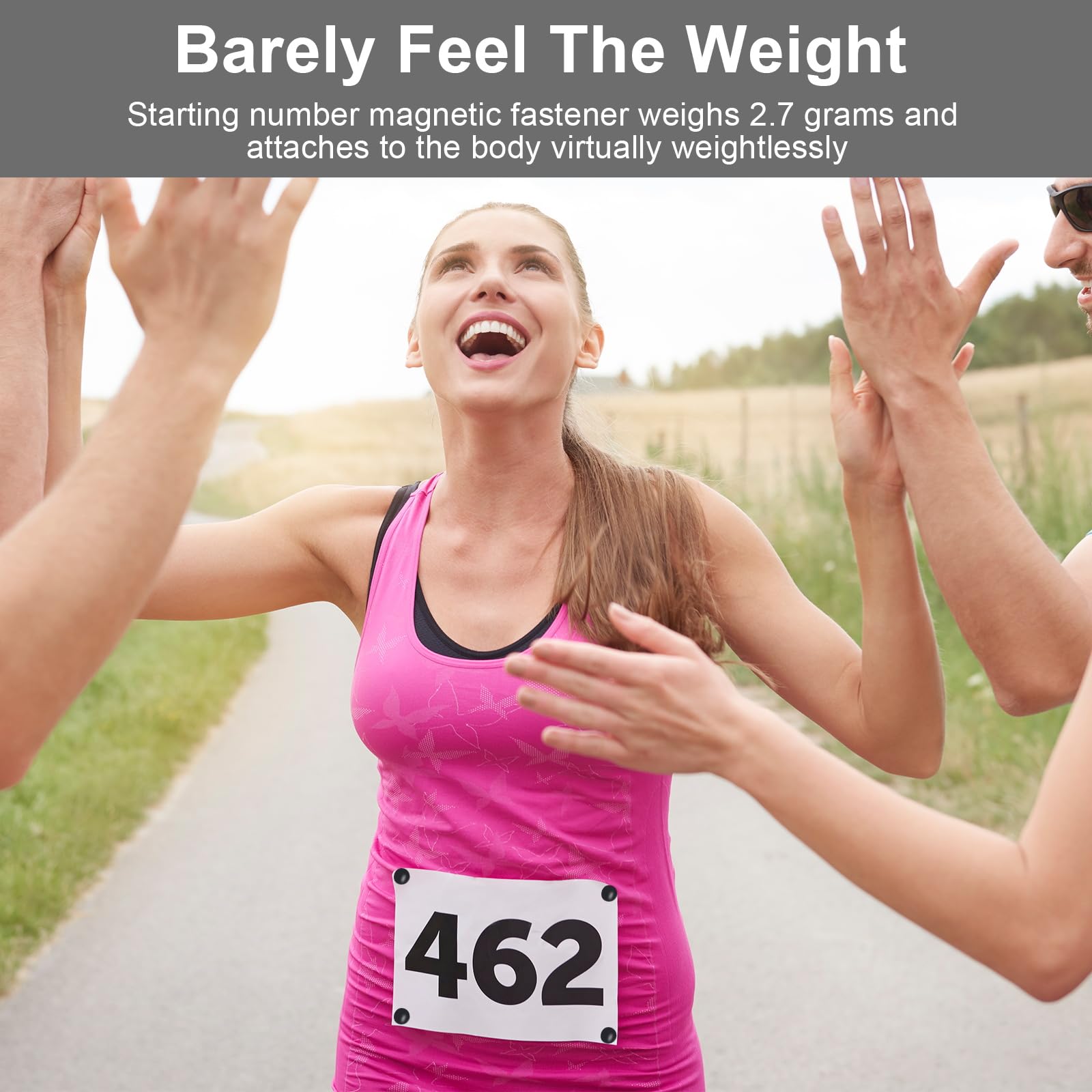 NJCXOLA Porte-dossard Aimant Running, 4 Paires Aimants Dossards Triathlon, Fixation Haute Résistance, Accessoires Runners, Porte Dossard Trail, Running Femme Accessoire, Couleur Blanc - Blanc