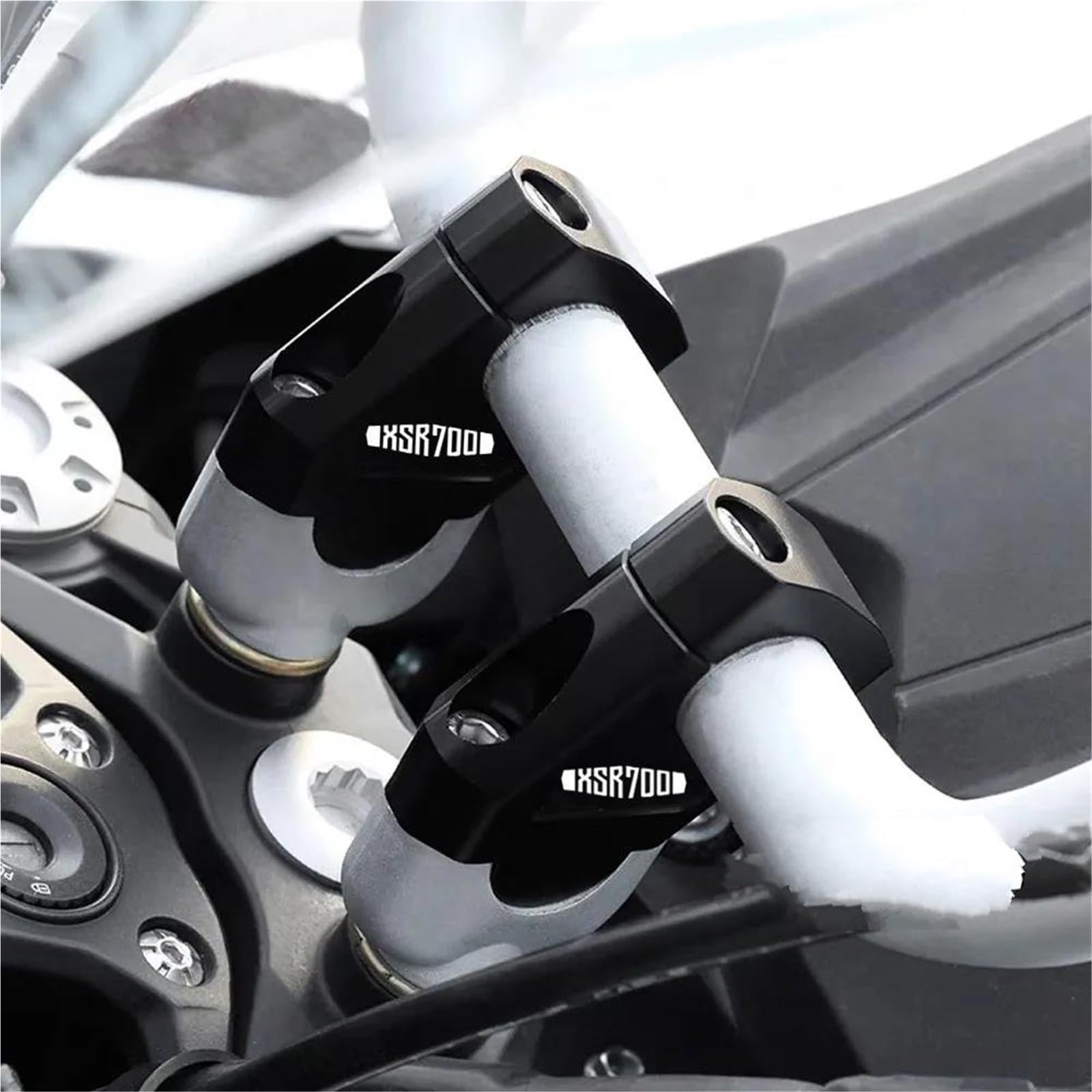 Motocicleta Elevador Manillar Elevadores De Manillar para Motocicleta para Yamaha XSR700 XSR 700 X SR700. Adaptador De Montaje De Abrazadera para Elevadores De Manillar. Elevadores(Negro)
