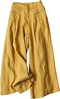 Bianstore Women's Linen Culottes: Cropped Wide Leg Palazzo Pants with Elastic Waist & Pockets