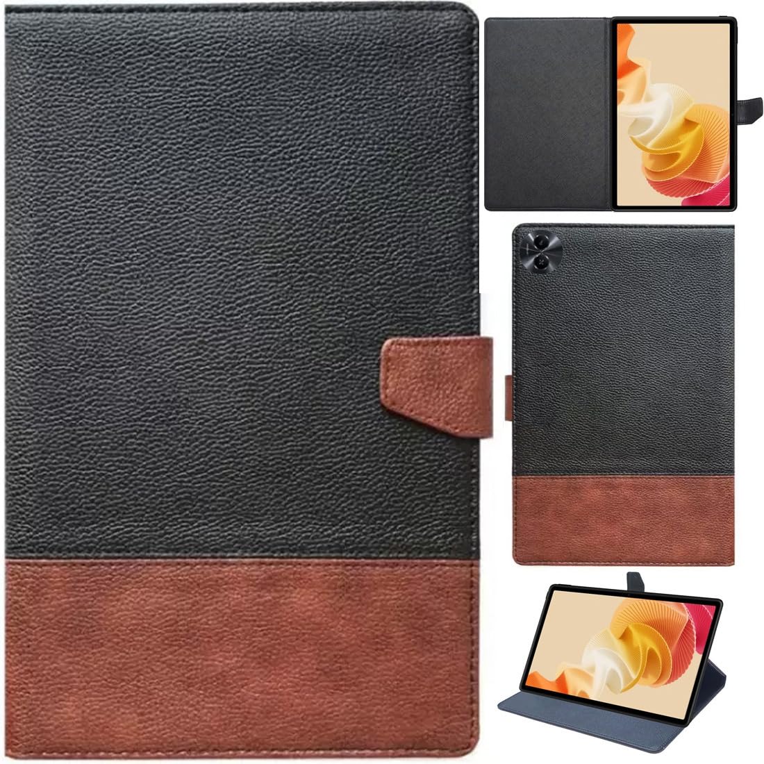 Zaoma PU Leather Flip Stand Case Cover with TPU Back Case Compatible for Realme Pad 2 11.5 inch Tablet - Dual Pattern (REALP2_BLKBRW) (B0CFGXWZYQ) Amazon Price History, Amazon Price Tracker