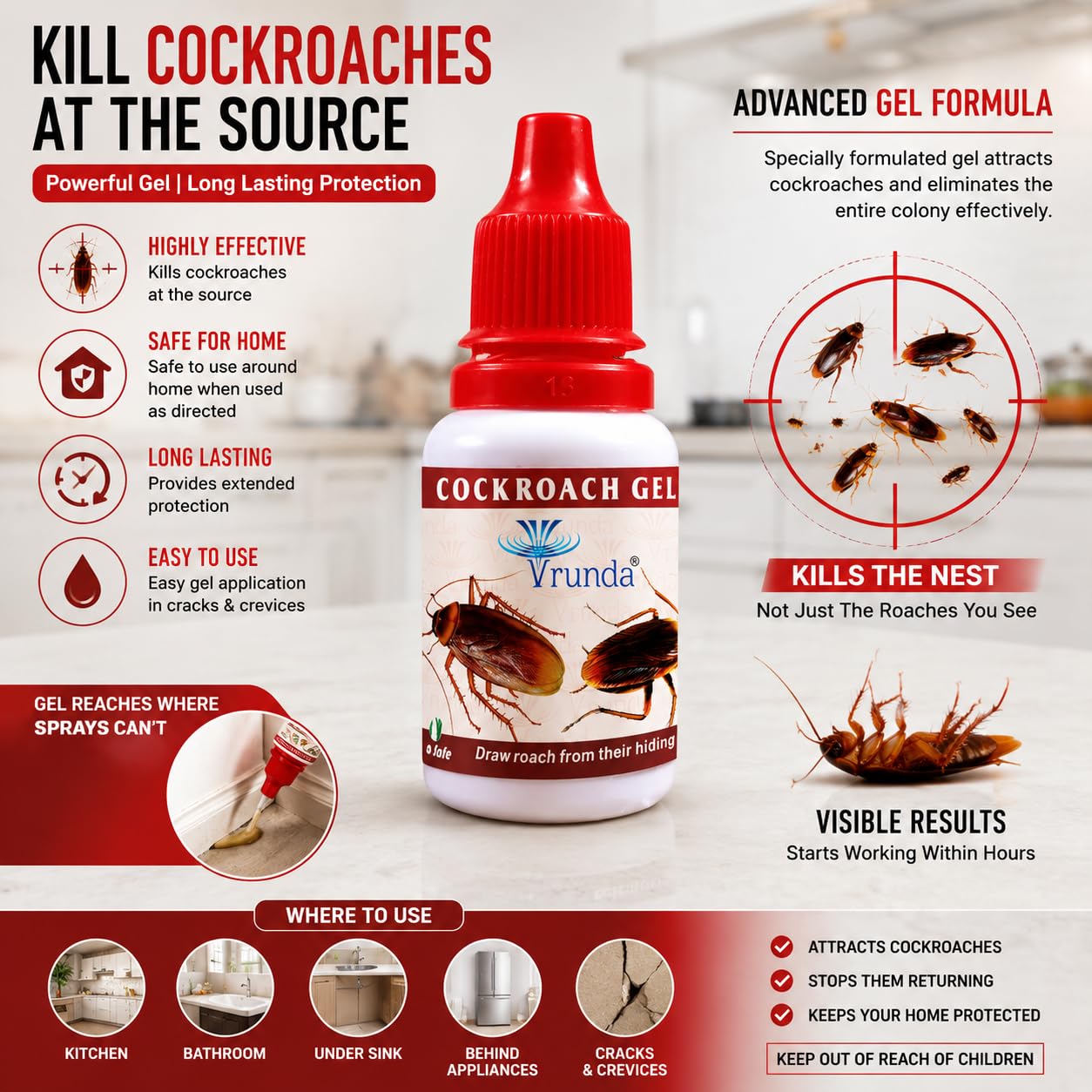Vrunda Roach Killer Gel - Pack of 4 -6