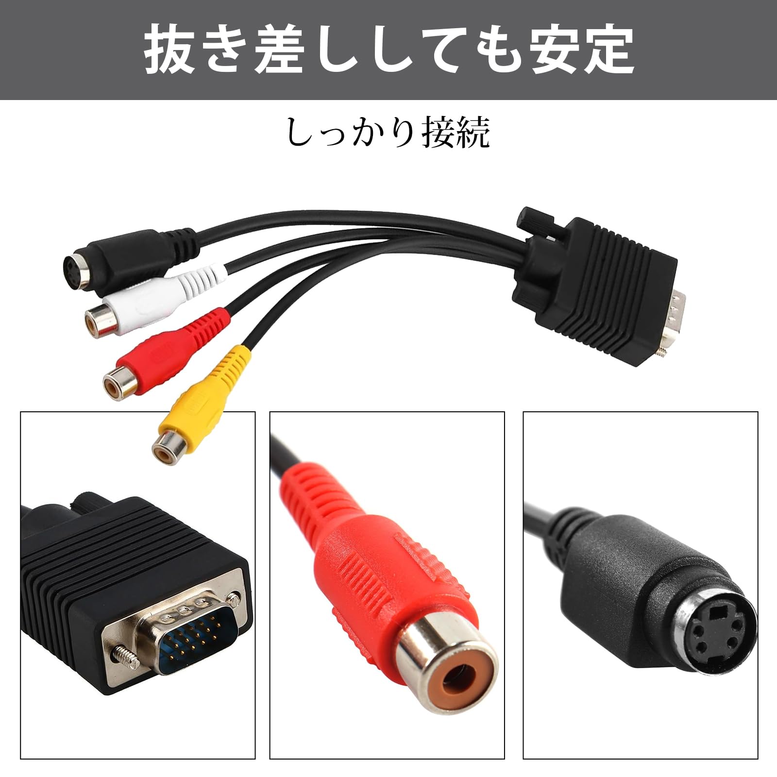 Amazon | VGA RCA S端子変換ケーブル SVGA 15ピンオス RCAピン ビデオ