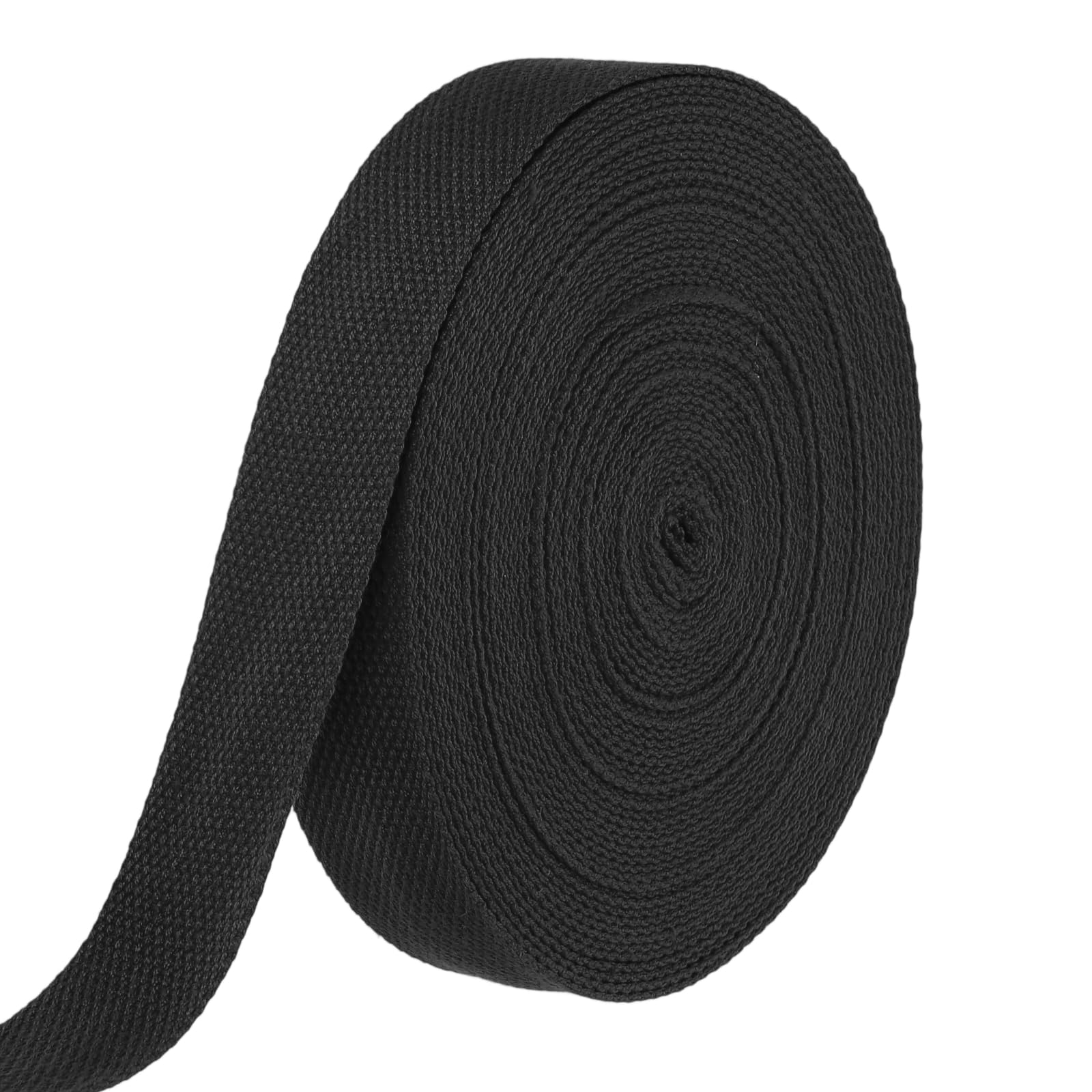 sourcing map Cotton Webbing 32mm x 14m (W x L) Polyester Cotton Weave Webbing Strap Twill Tape Ribbon for Art and Crafts Webbing Tote Bag Handles Cloth Belt Making Outdoor Supplies, Black