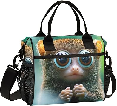 Lunch Bag Owl Monkey Closeup Lunch Box Cooler Bag Reusable Tote Shoulder Bag Insulated Lunch Bag for Outdoor Picnic Camping