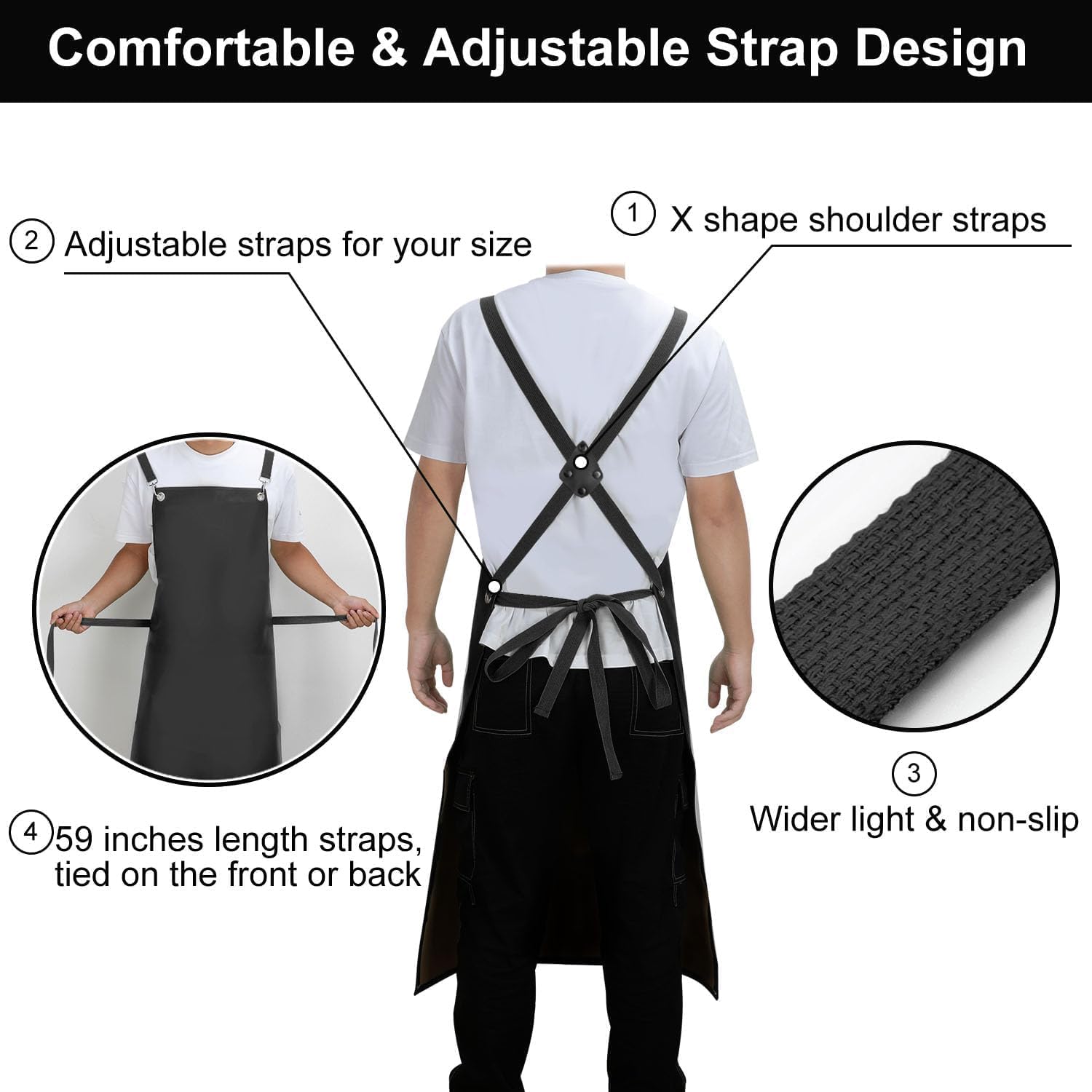 SHEOMERN Waterproof Apron 2-Pack - 43" Heavy Duty Chemical Resistant with X-Straps - for Dishwashing, Butchering, Lab Work, Pet Grooming