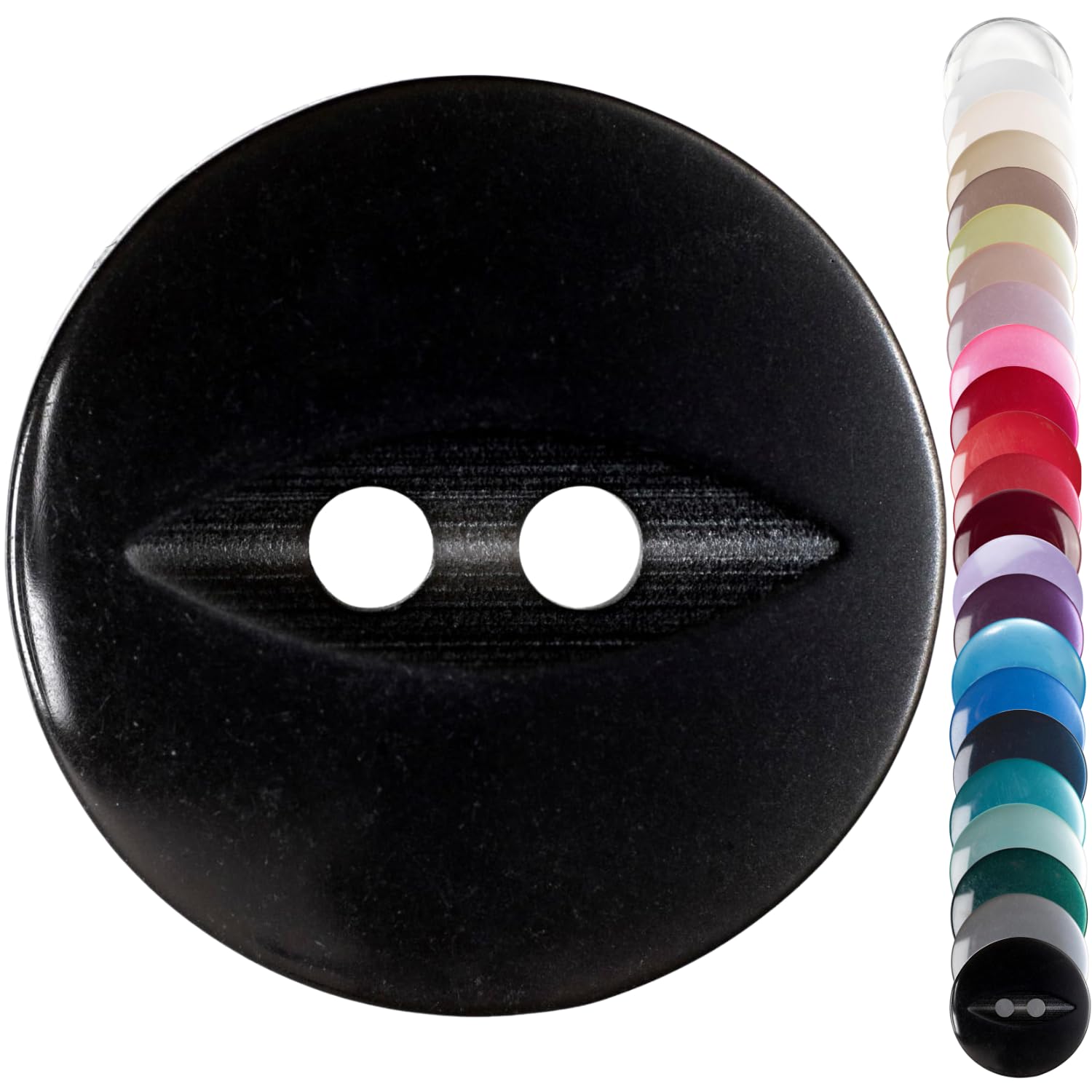 Black Small Cardigan Buttons, 14mm Fish Eye, Pack of 10 Matching