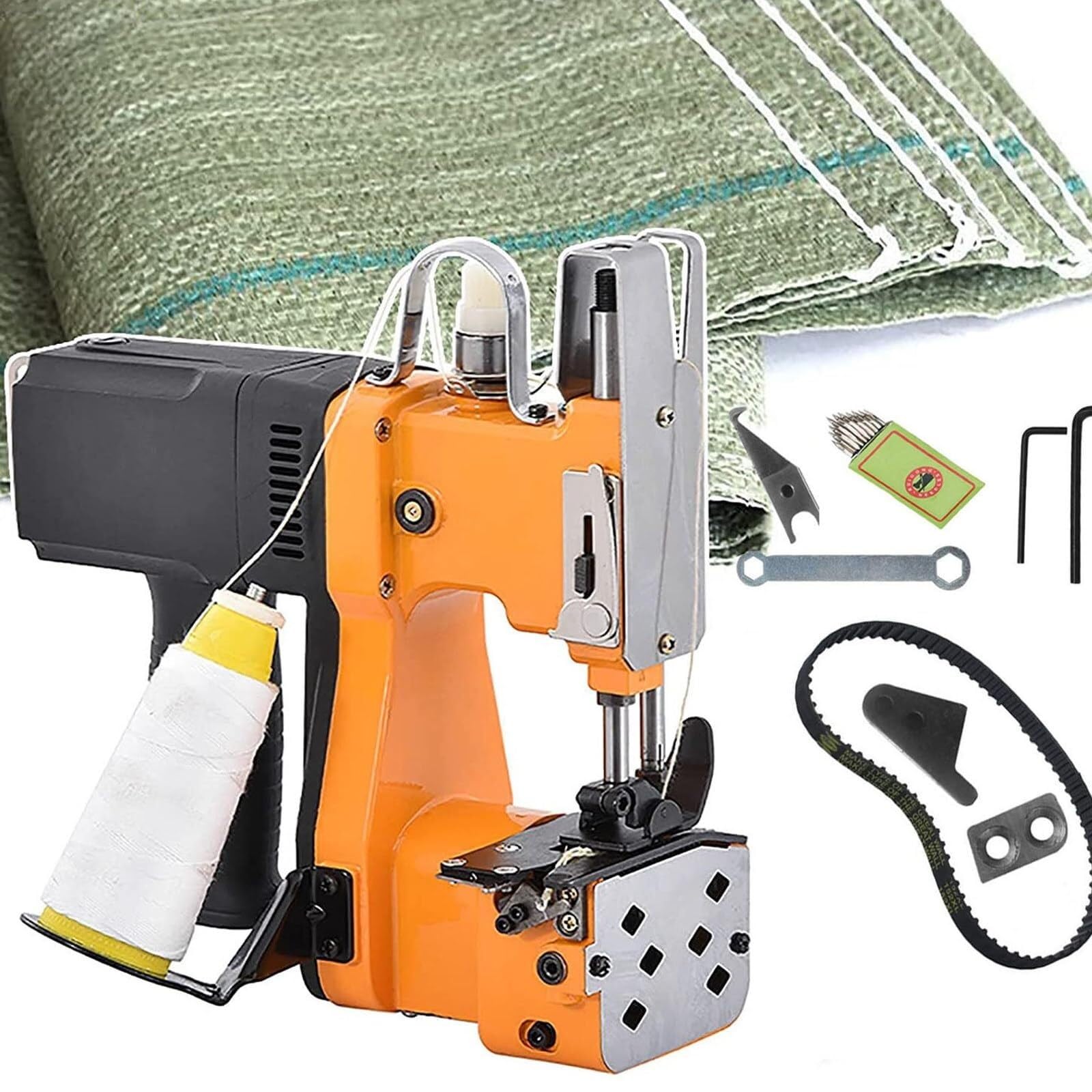 asdchZen Bag Closer Sewing Machine,Handheld Bag Stitcher-Electric Bag Closing Machine-Industrial Bag Sealing Sewing Machine With Line-For Sack/Woven/Rice/Snakeskin/Paper (Yellow)