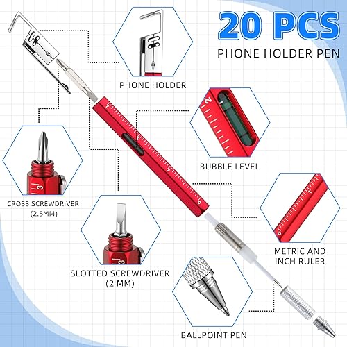 Miniatura 3 de Maitys 40 bolígrafos multiherramienta, regalos para Navidad, destornillador 6 en 1, bolígrafos multifunción con medidor de nivel de regla, soporte
