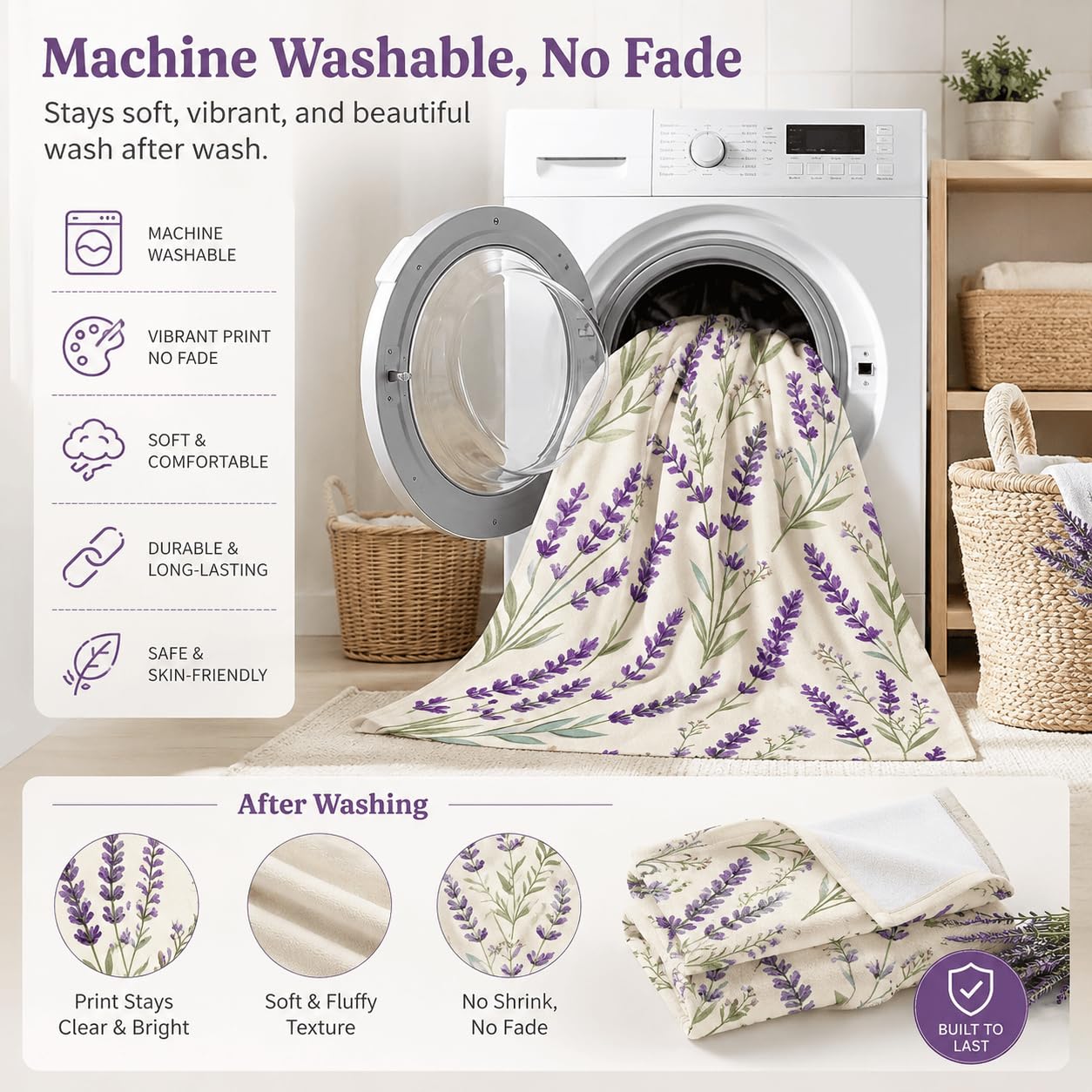 Serviette de Plage Tiges De Lavande Microfibre Rapide 200x200 cm