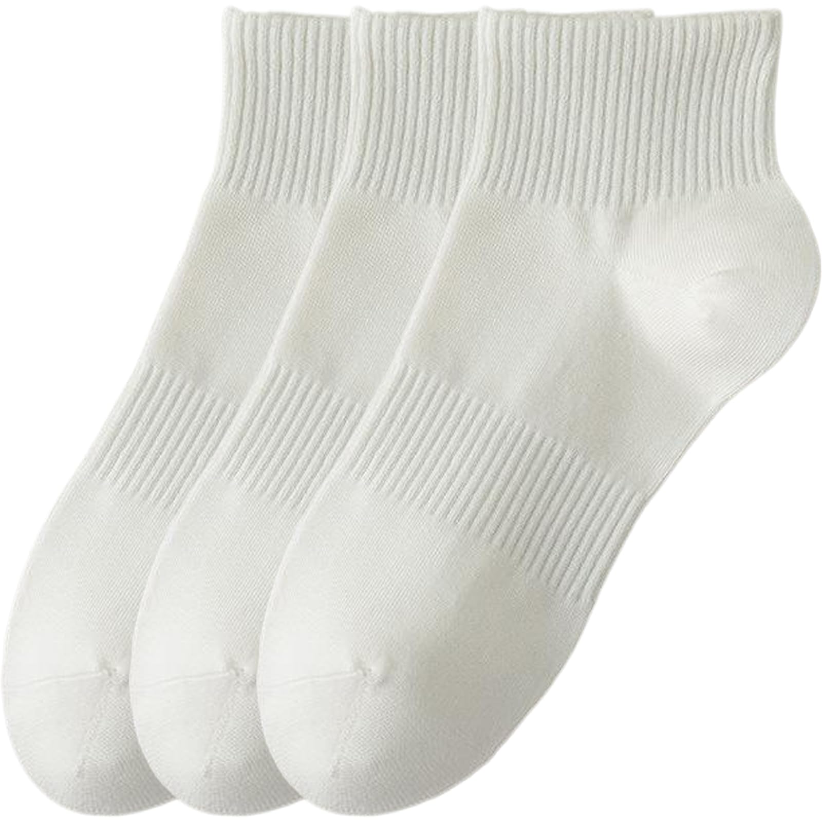 Hamjax Women's White 3 Pairs Casual Socks Cotton Sneaker Socks Ankle Socks,