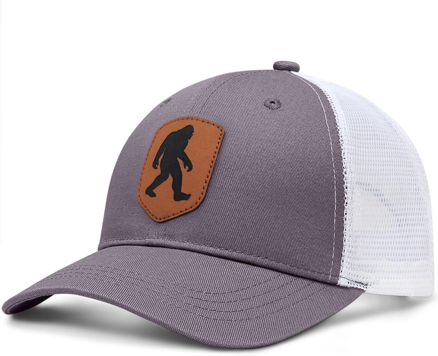 Mesh Bigfoot Hat Leather Cap for Men- Great Snapback Closure Sasquatch Hat for Hunting & Hiking