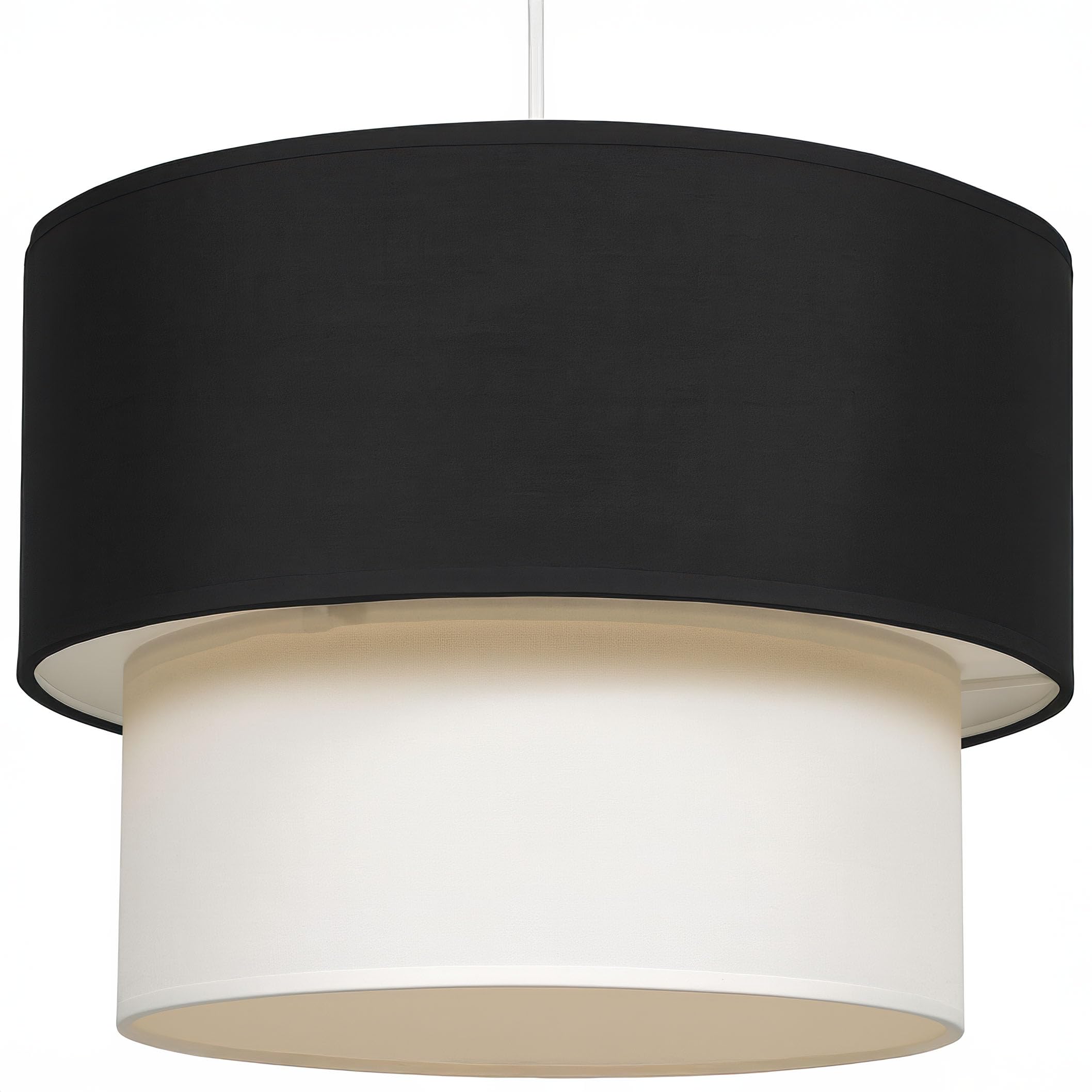 Giggi Black & White 2-Tier Fabric Lamp Shade, 30Cm Easy-Fit Ceiling Light Shade, Non-Electrical Pendant Lampshades For Ceiling Lights, Table Lamps, Floor Lamps, Living Room, Bedroom (Black & White)