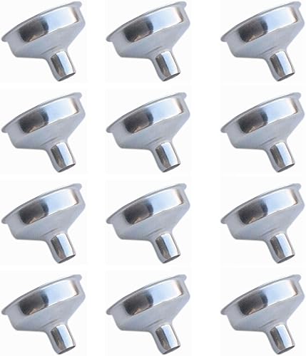 12 mini embudos de acero inoxidable de 1.25 pulgadas para botellas en miniatura, botellas de aceite esencial, botellas de ámbar, frascos, bálsamos