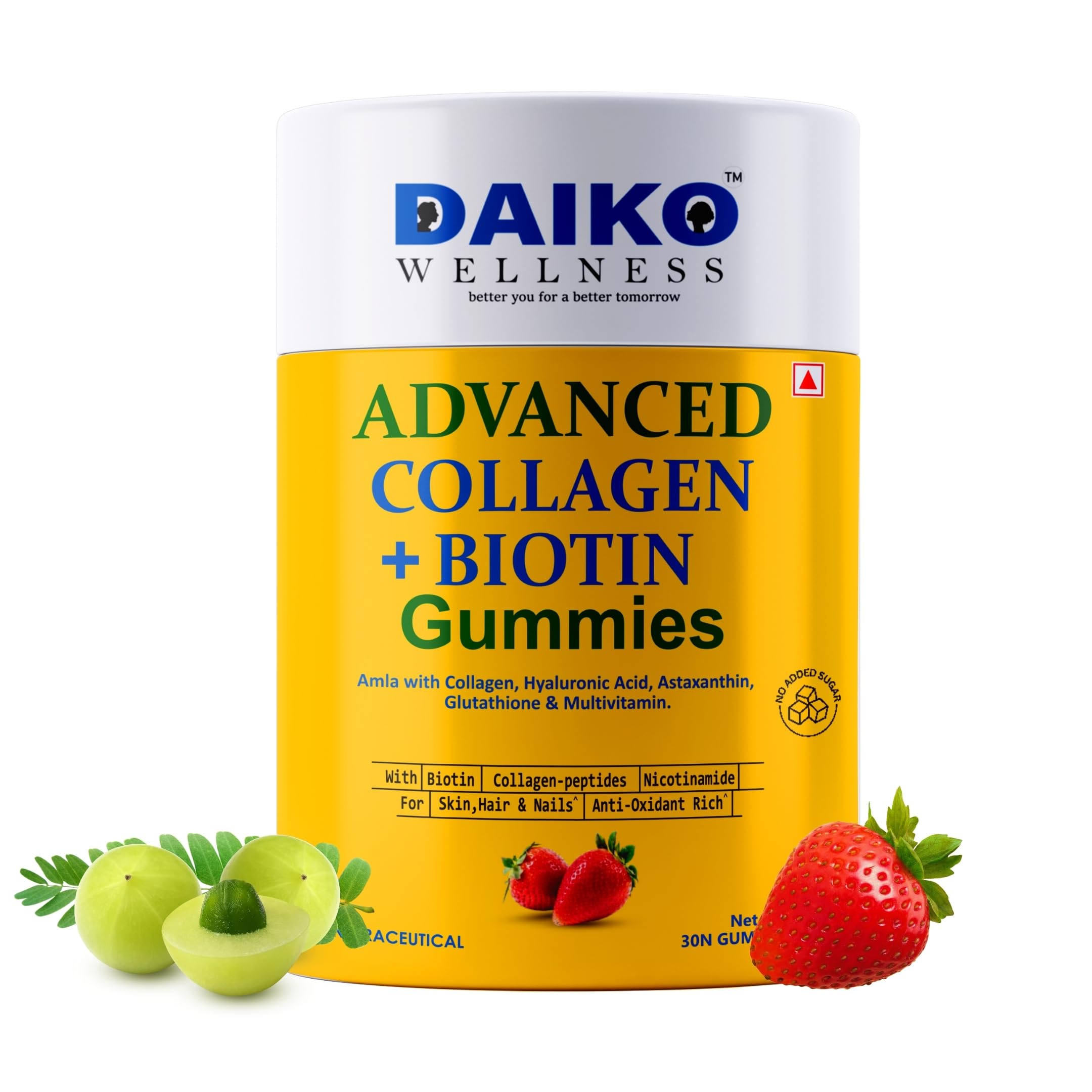 Multivitamin Hair Skin & Nails Gummies | With Biotin, Glutathione & Hyaluronic Acid | Supports Hair Strength, Hair Fall Control & Healthy Skin | Added Vitamin C & Zinc | 30 Gummies | Daiko-image-18