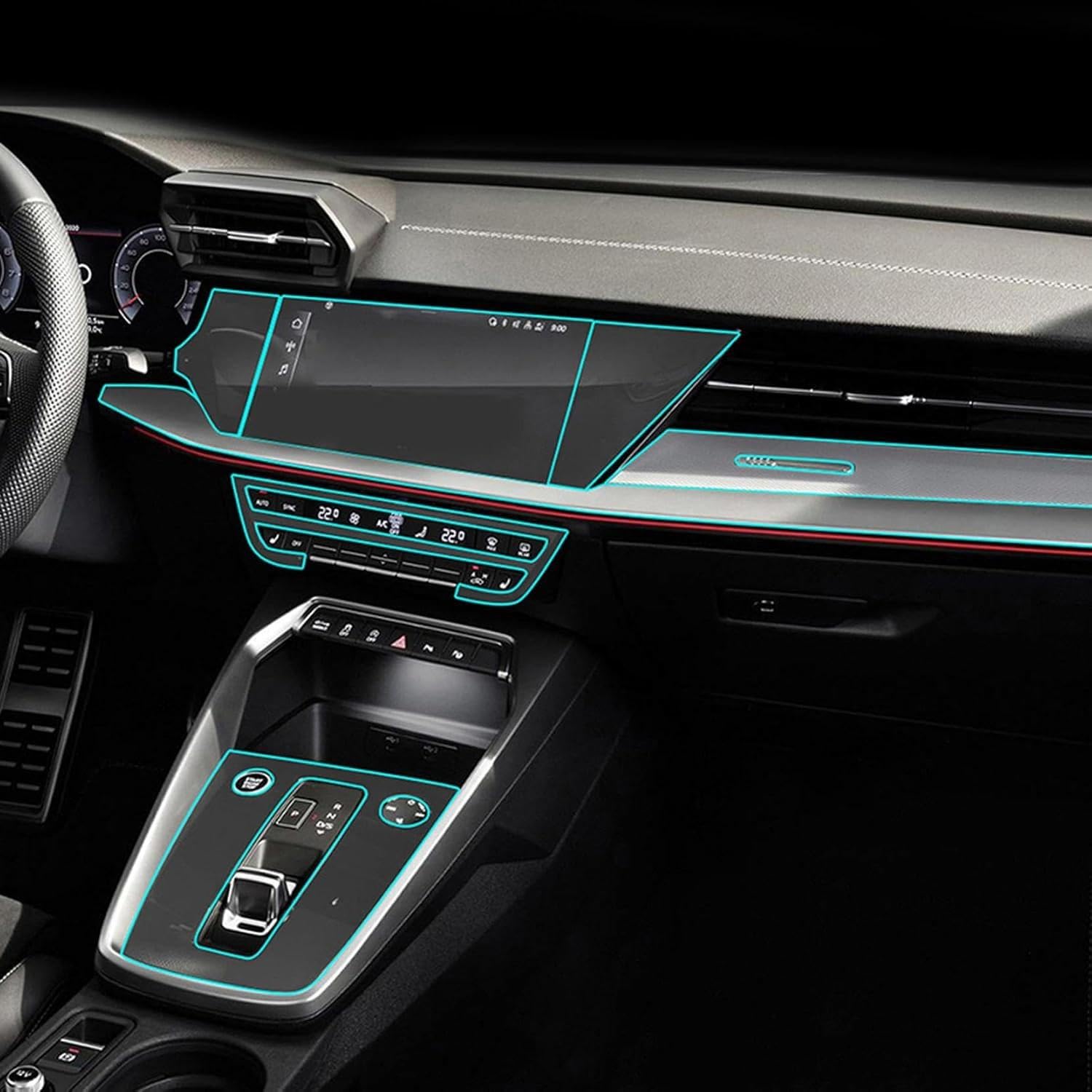 Film de tableau de bord d’intérieur de voiture Console centrale Film de protection TPU transparent résistant aux rayures, pour Audi A3 8Y S3 2020-2025