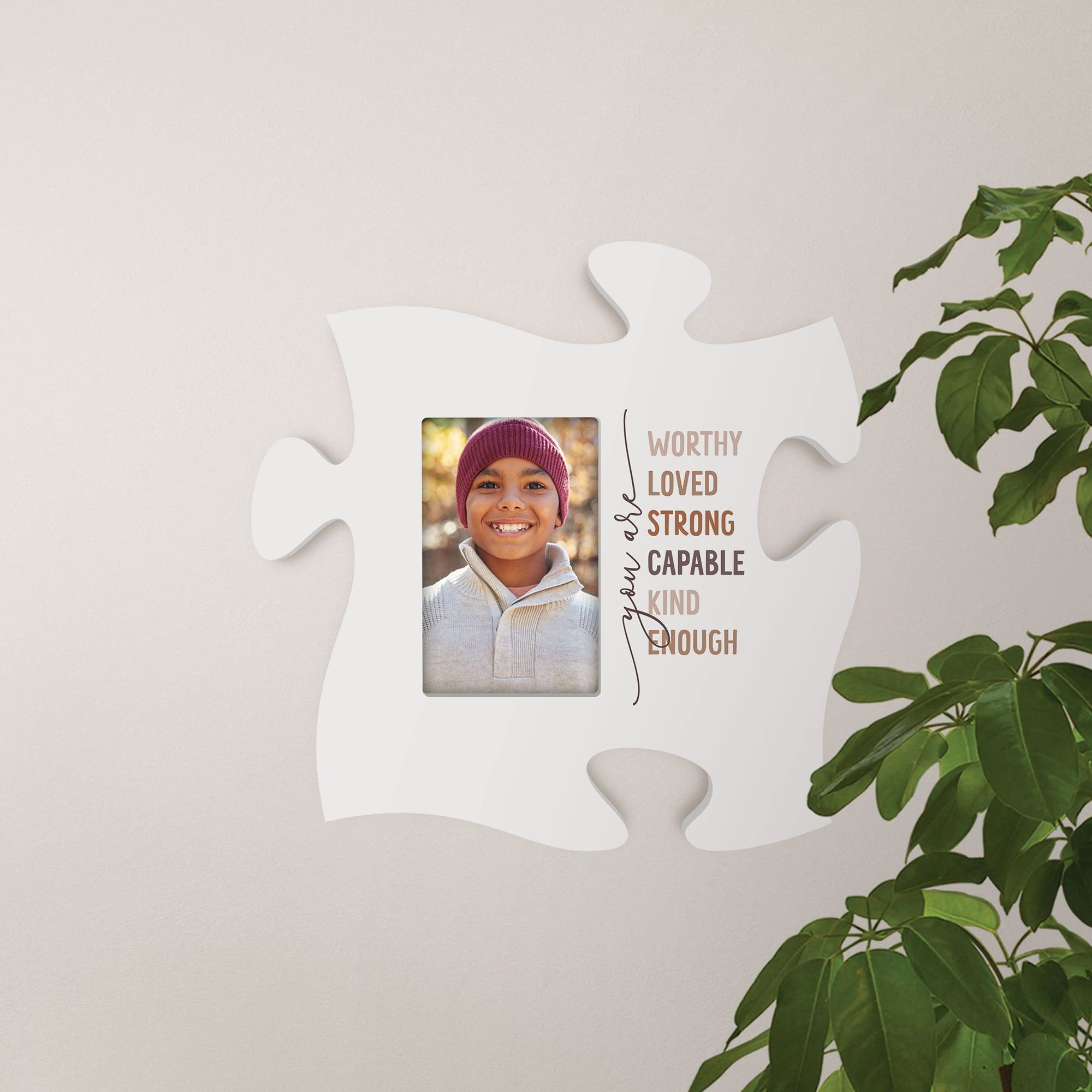 P. Graham Dunn Worthy Loved Strong Capable Mocha Cream 12 x 12 MDF Wood Puzzle Wall Plaque Sign