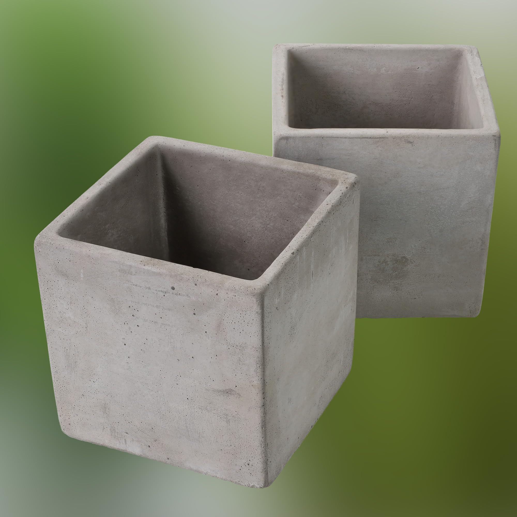 KOTARBAU® Lot de 2 pots de fleurs en béton décoratif carré pour fleurs et plantes 16 x 16 cm