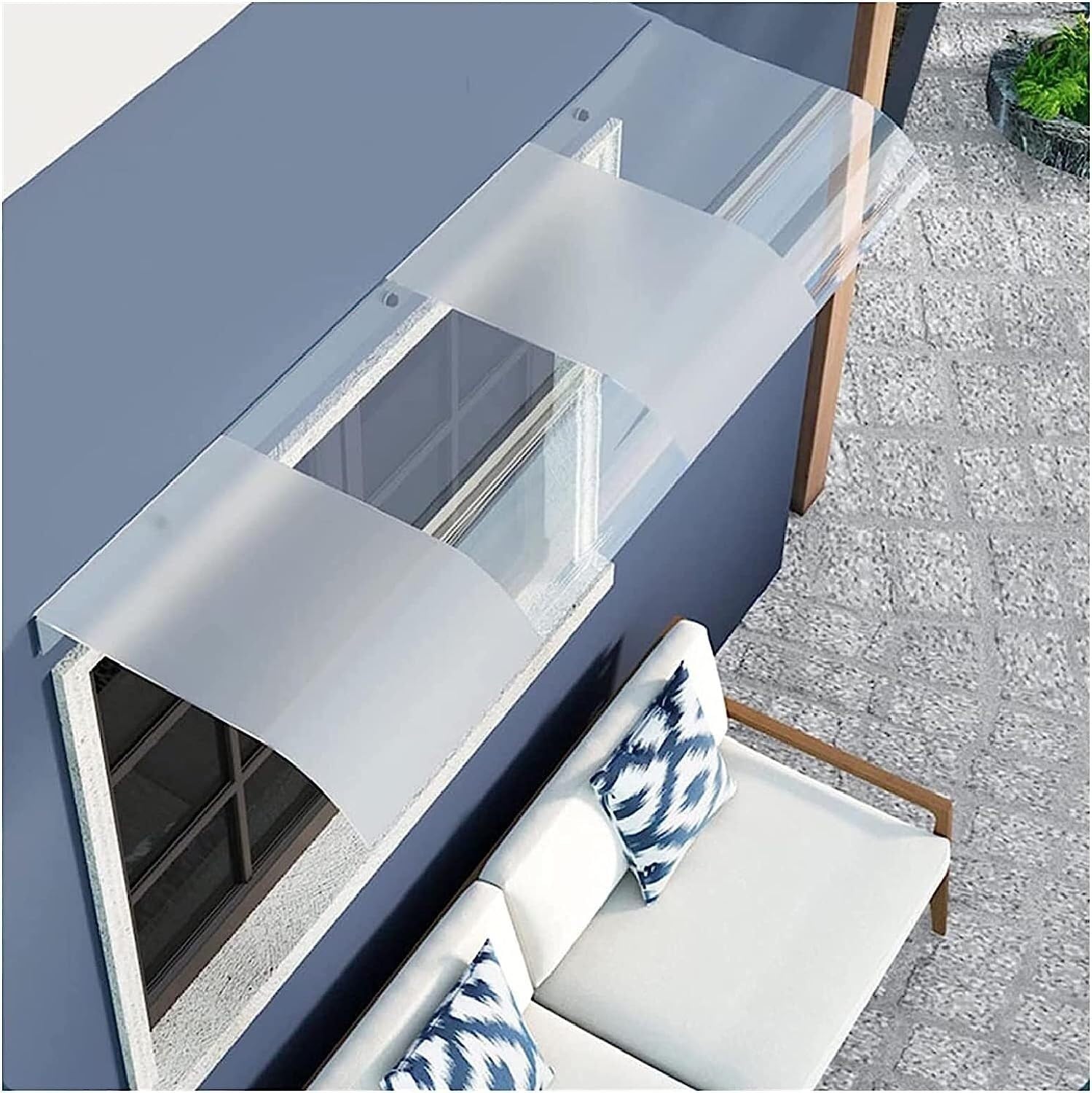 Auvent de fenêtre en polycarbonate transparent 40x80cm abri météo