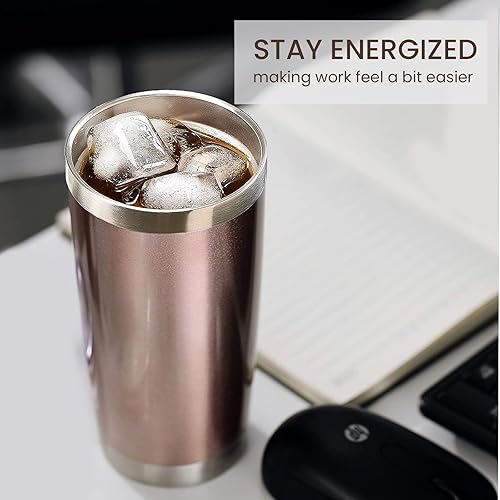 Miniatura 4 de MEWAY Paquete de 12 vasos de 20 onzas con aislamiento al vacío de doble pared a granel, vasos de acero inoxidable de colores mixtos con tapa y