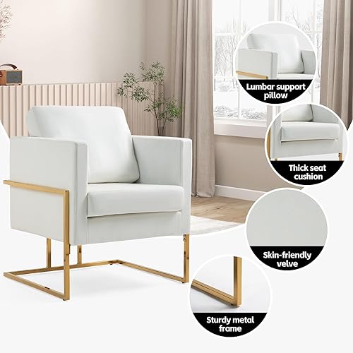 Miniatura 4 de Silla decorativa moderna de terciopelo, sillón tapizado de mediados de siglo para sala de estar, dormitorio, cómodo sofá individual, silla de club,