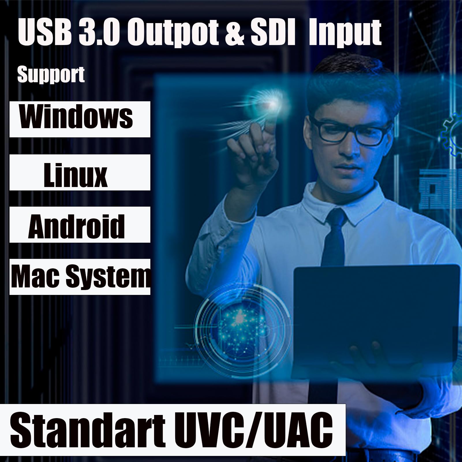 Scheda di acquisizione video HDMI SDI a doppio ingresso, da SDI a USB 3.0, HDMI a USB 3.0 HD 1080P Live Streaming Video Grabber, supporta microfono audio e mixaggio ingresso audio