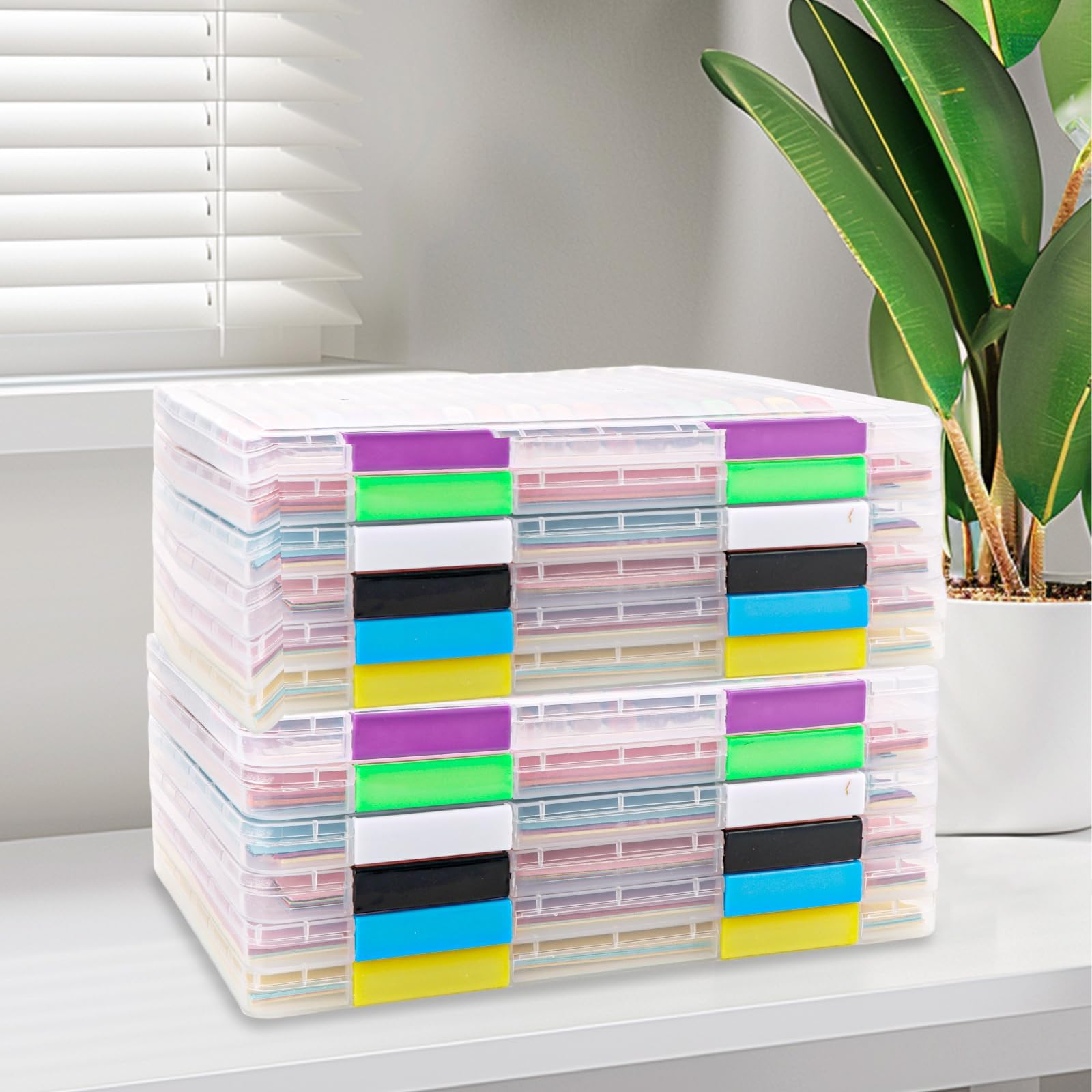 YOUNTHYE Dokumentenbox A4 6 Stück Zuverlässig Archivbox A4 Kunststoff Papier Organizer mit Druckverschluss Hochwertig Projektbox für Büro Schule 31x23x2 cm 6 Farben