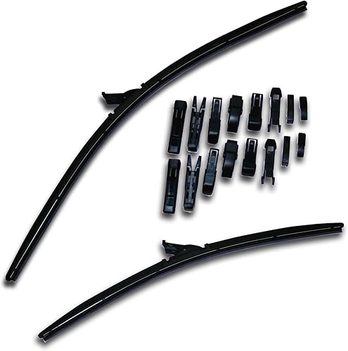 TuningPros WBU-26-24 - Limpiaparabrisas sin soporte, adaptador múltiple, 26 pulgadas (25.591 in) lado del conductor y 24 pulgadas (23.622 in) lado