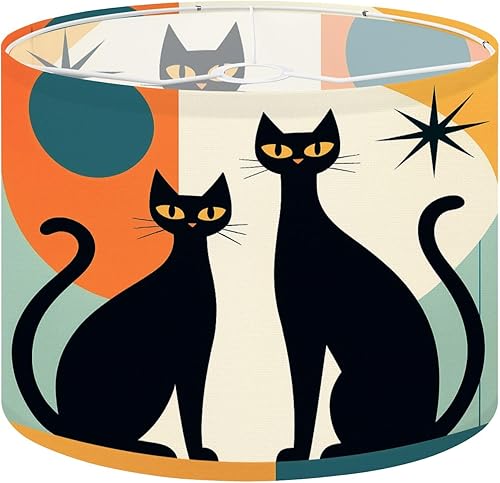 Miniatura 10 de Farmhouse Lampshades Lamp Shades set of 2 Cheerful Black Cats Bright Retro Futuristic Colors Light Shade for Table Lamps Floor Lamps Drum Lamp