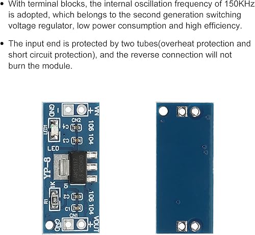 Miniatura 4 de MECCANIXITY Regulador de voltaje convertidor DC-DC Buck AMS1117 3-12V a 1.5V 0.8A azul para transformadores de potencia con pin de frecuencia,