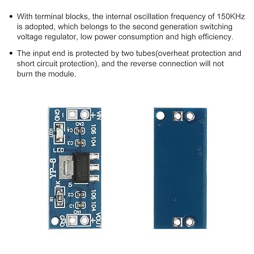 Miniatura 4 de MECCANIXITY Convertidor de corriente CC-CC AMS1117 3-12 V a 1.5 V 0.8 A, azul para transformadores de potencia con pasador de frecuencia, paquete de