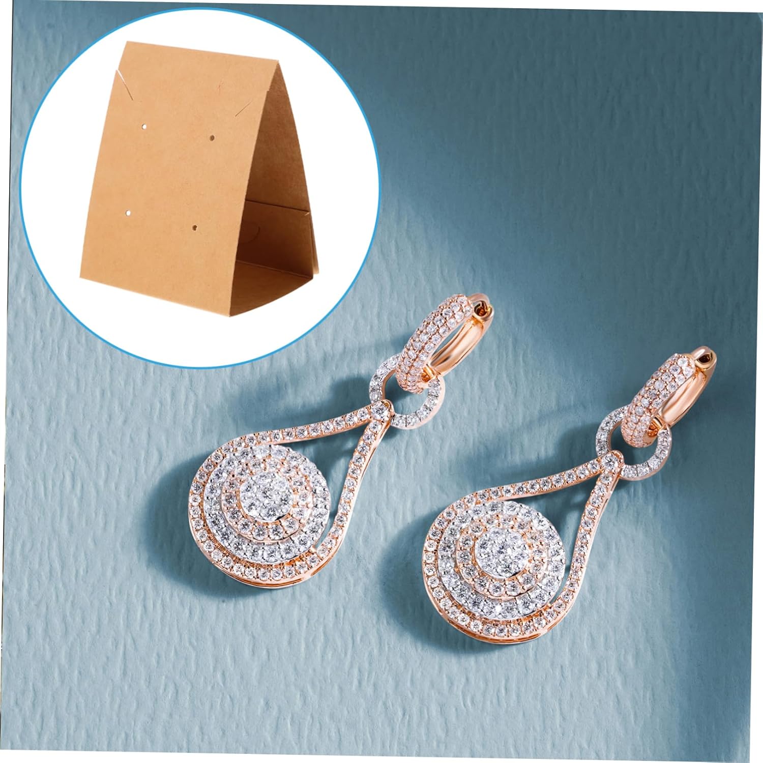 KONTONTY 100Pcs Kraft Paper Earring Cards with Stand-up Design for Jewelry Display and Storage Cardboard Earring Holders Suitable for Studs Necklaces and Earrings Packaging