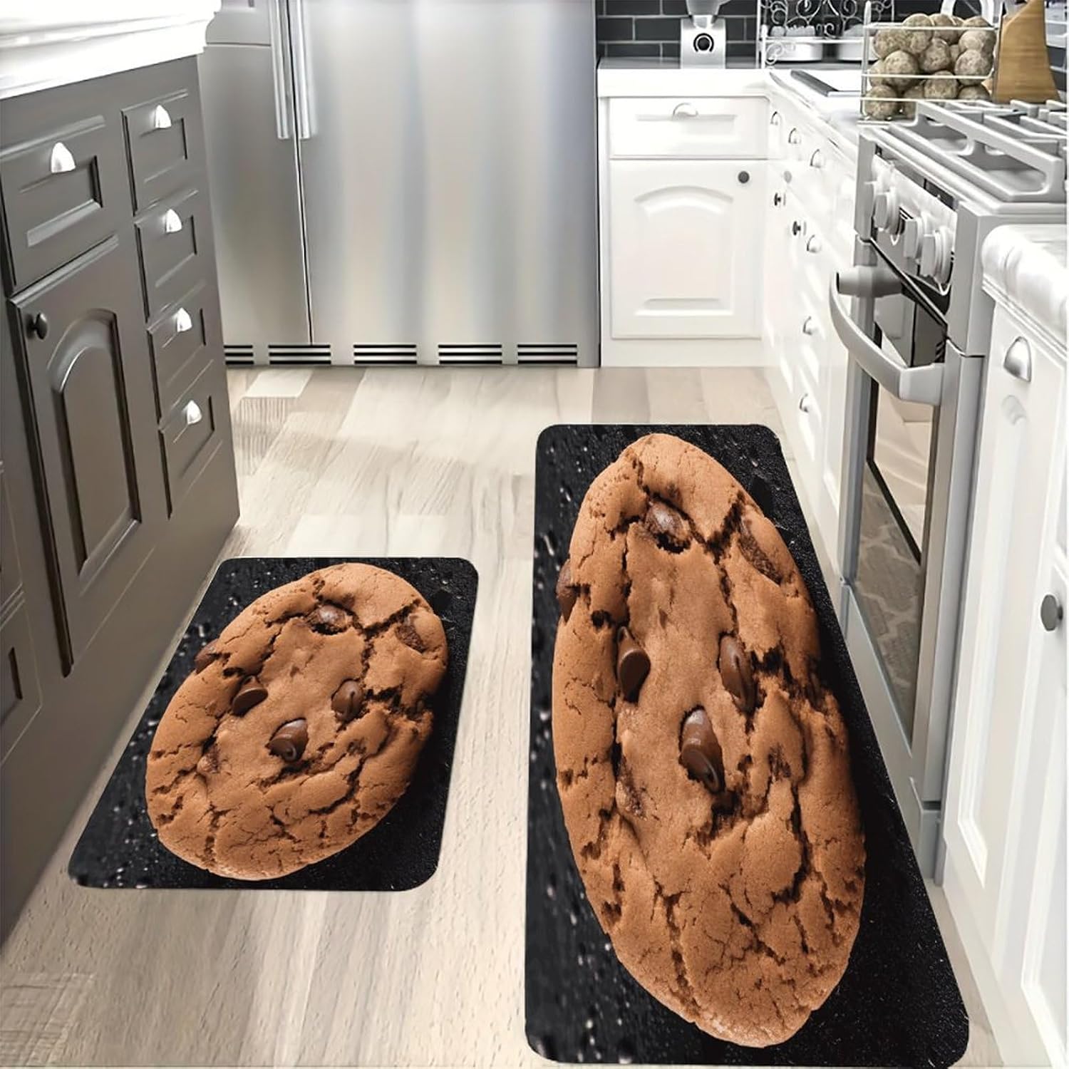 Chocolate Cookie Kitchen Mat Kitchen Rug Set | Kitchen Rugs Flannel Velvety Washable breathable Water Absorbent Soft ，kitchen utensils for Kitchen, Floor,Laundry