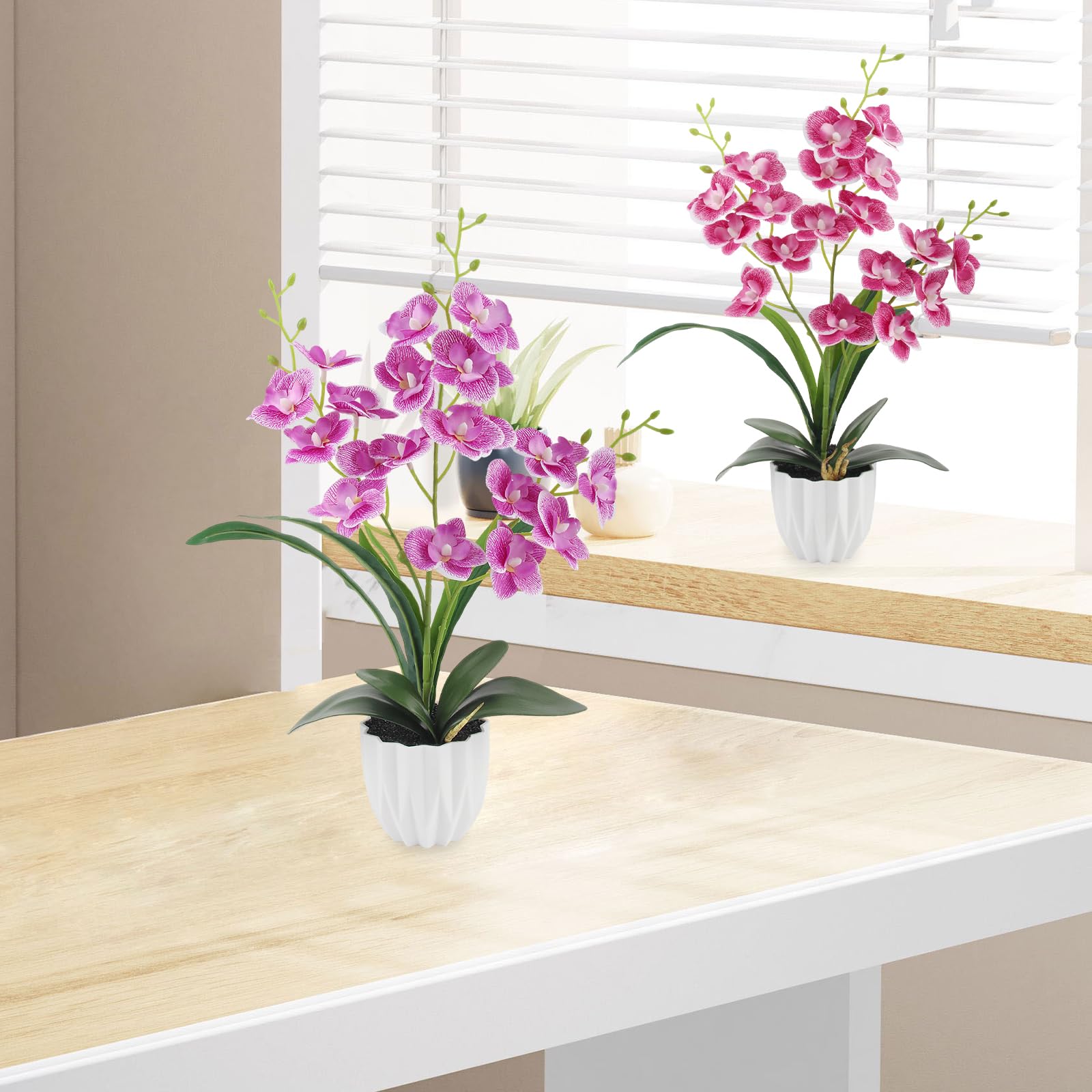 Arrangement de fleurs artificielles violettes dans un vase en argent, fausse fleur, centre de table à manger｜Homary