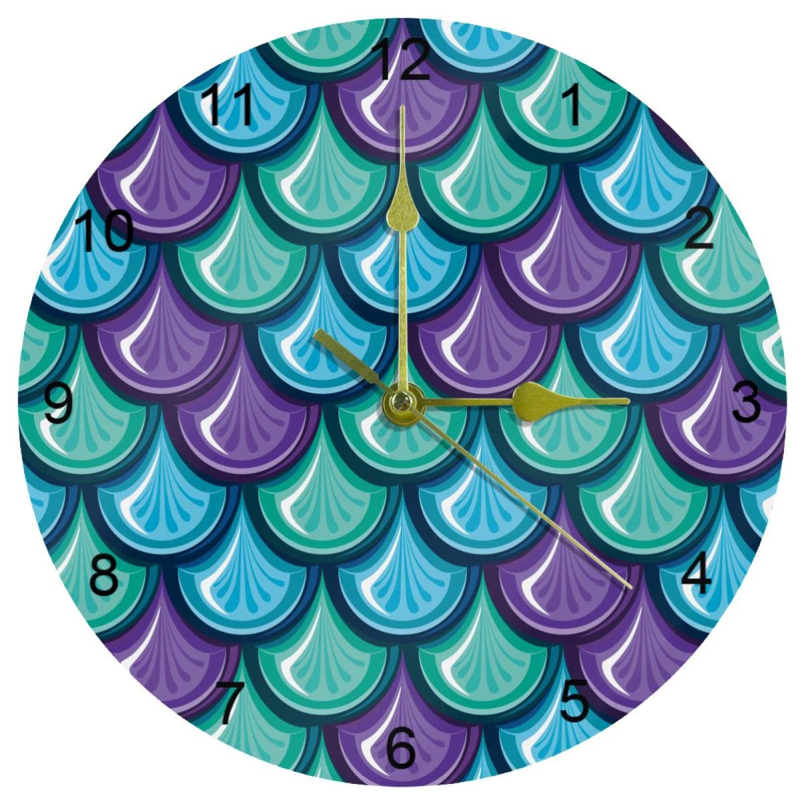Horloge murale silencieuse bleu sarcelle pour décoration d'intérieur ronde