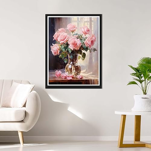 Miniatura 3 de Rovepic - Kit de pintura de diamantes 5D con diseño de flores redondas, taladro completo, pintura de bricolaje con diamantes, arte escénico con