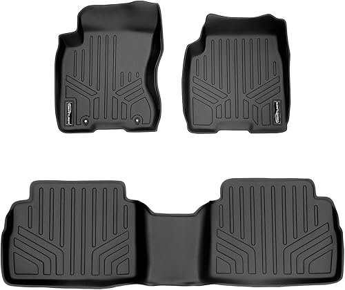 SMARTLINER Juego de alfombrillas de suelo de ajuste personalizado, 2 filas, color negro, compatible con Nissan Rogue 2008-2013  Rogue Select