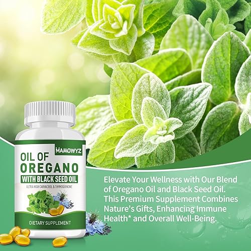 Miniatura 5 de Aceite de orégano con aceite de semilla negra, 400 cápsulas blandas, aceite de orégano, apoyo inmunológico, salud digestiva, sin OMG, sin gluten