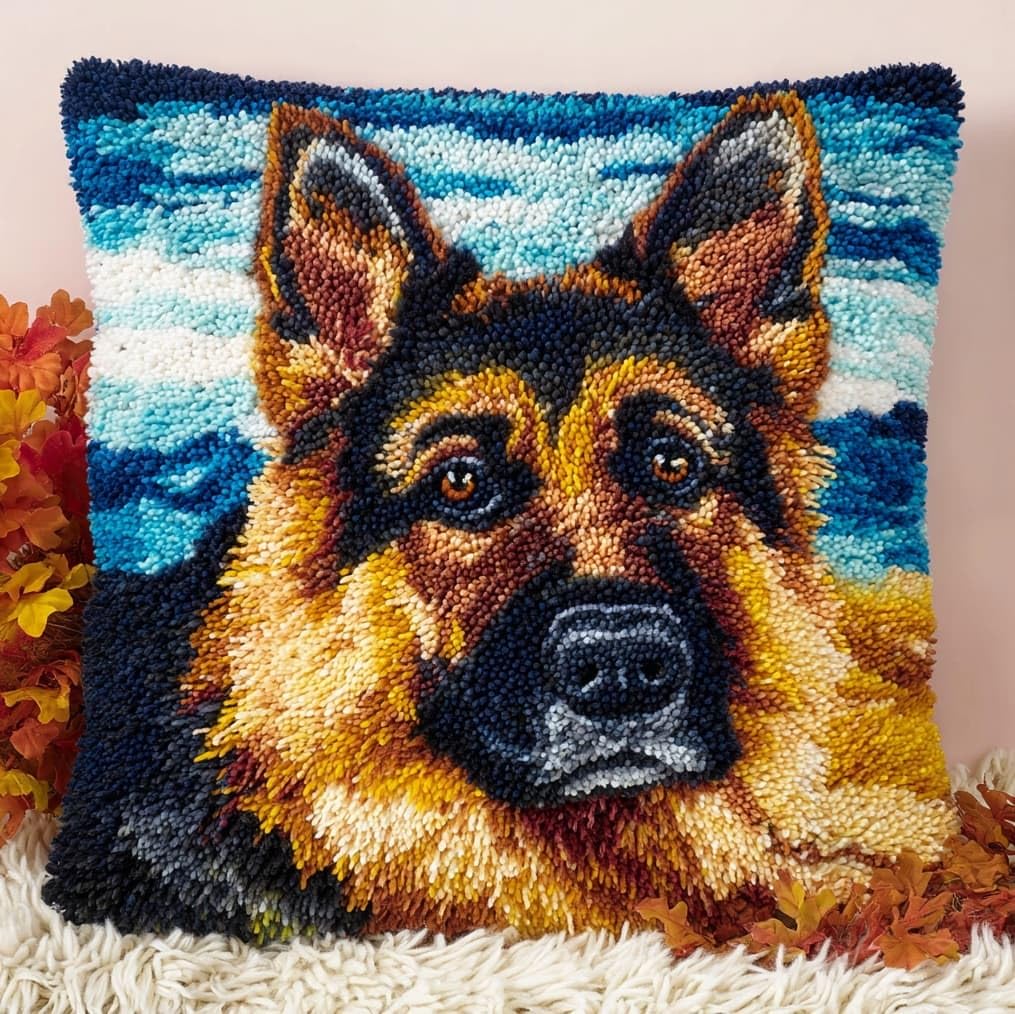 AxiangziK Latch Hook Kit for Adults 43x43cm,German Shepherd Dog