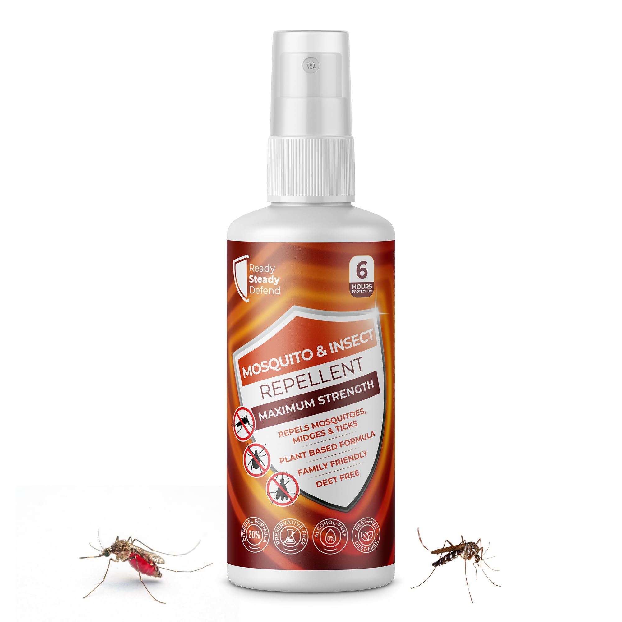 Mosquito & Insect Repellent 100ml | 100% Natural Formula | Repels Mosquitoes, Midges & Ticks | Up to 6 Hours Protection | DEET Free