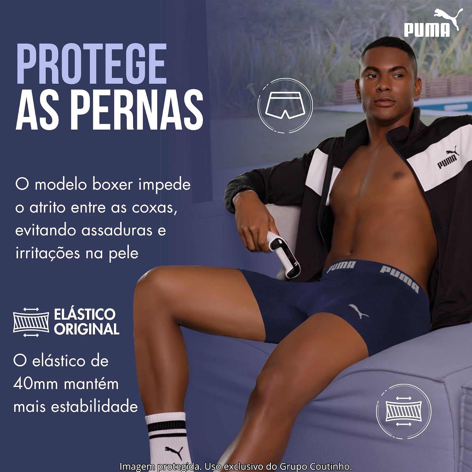 Cueca Boxer Puma Sem Costura Poliamida Sport Dry Fit Masculina