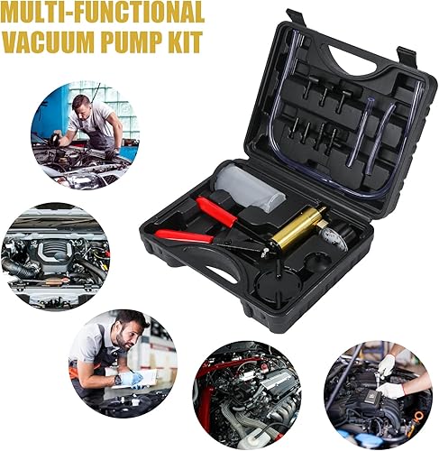 Miniatura 9 de ZJERYL GULL Kit de purga de frenos 2 en 1 con bomba de vacío manual con adaptadores de manómetro, juego de purga de líquido de frenos automotriz con