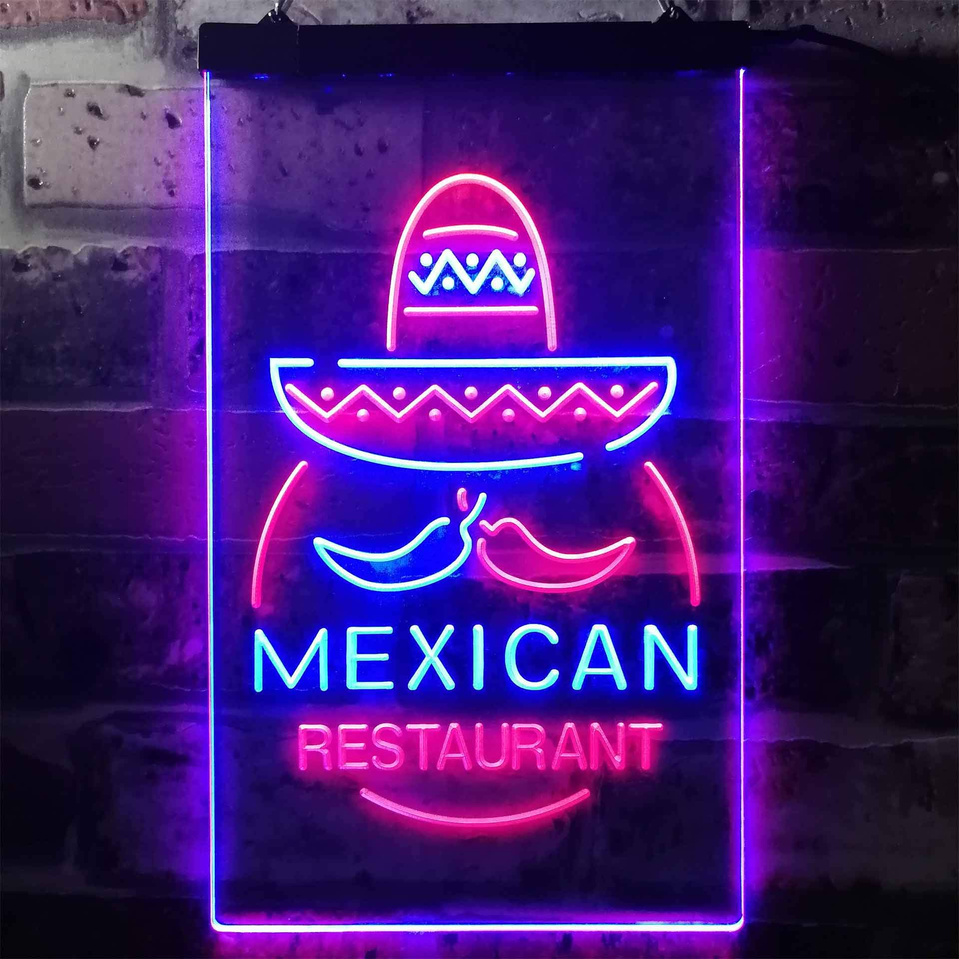 Amazon.co.jp: Mexican Restaurant Food Bar Dual Color LED看板